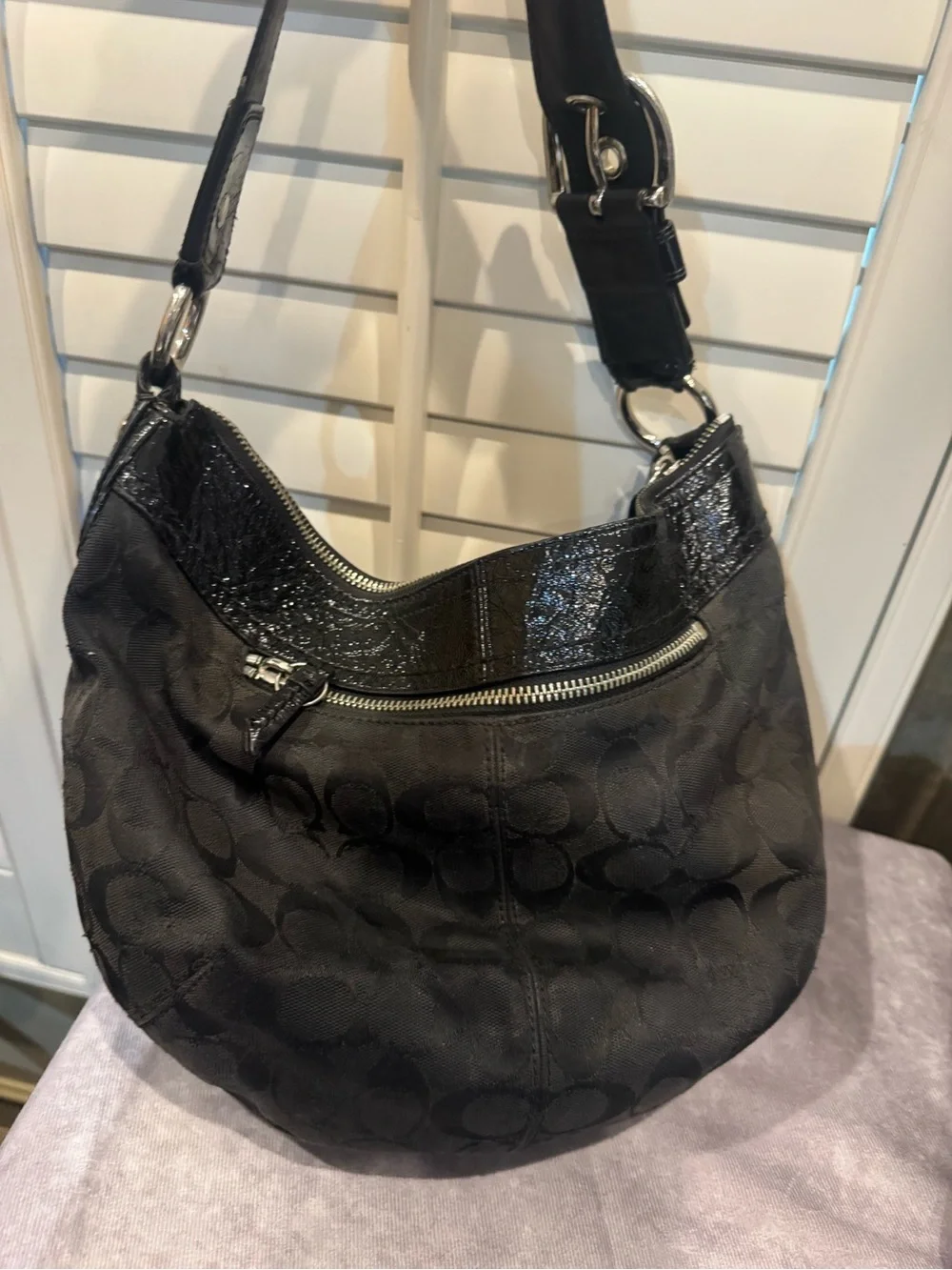 Coach Soho Pleated Signature Black Pleated Hobo 13740-Y2K